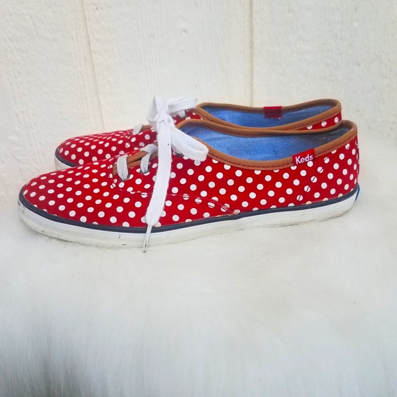 Keds red and white polka dot sneakers size 8